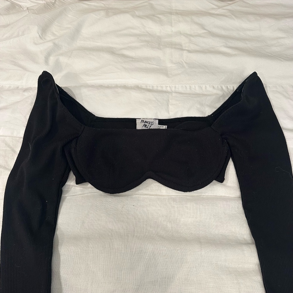 Princess Polly Becca Ribbed Cropped Long Sleeve Top